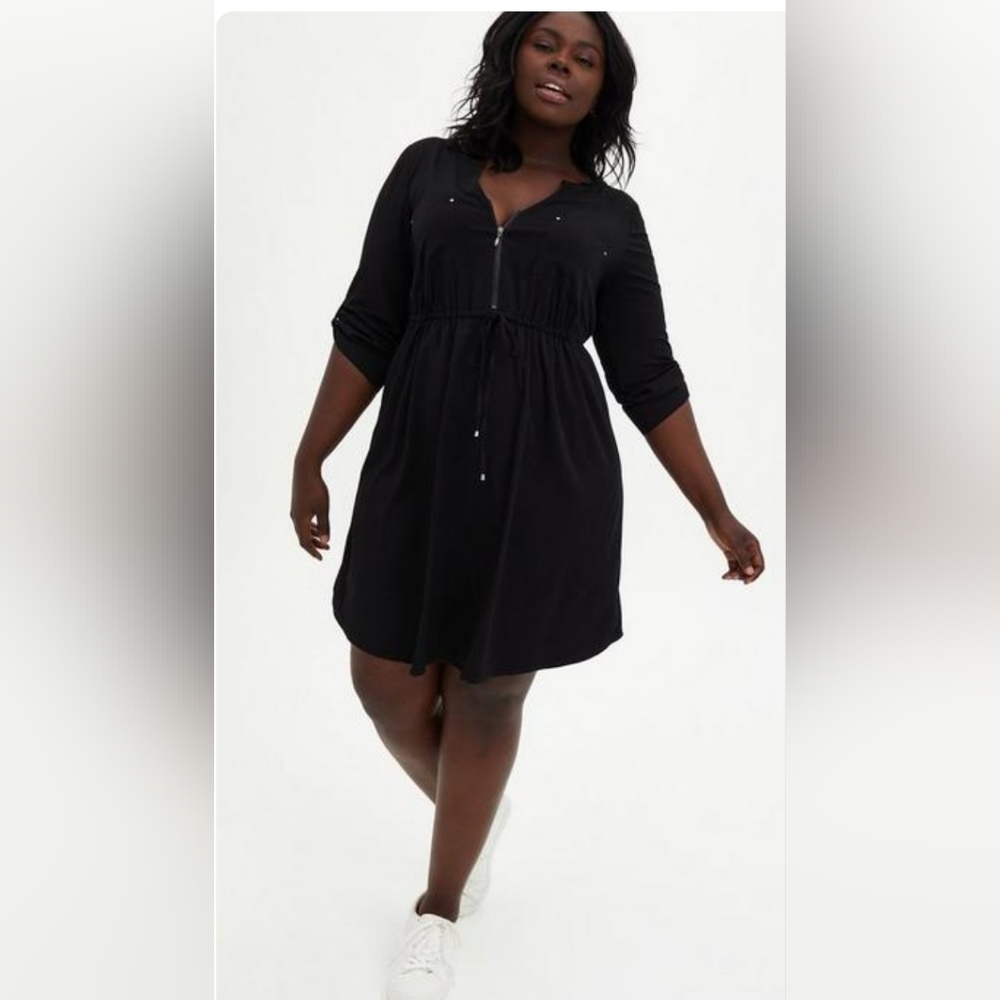 Torrid Zip Front Challis Dress 1X Black